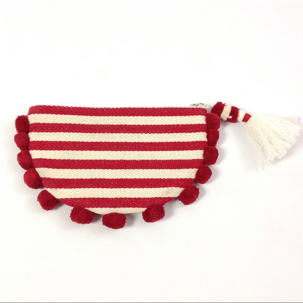 New Boho Chic Clutch Bag Tassel Striped Pom Pom